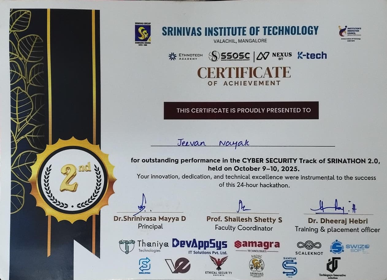 Srinathon 2.0 Certificate